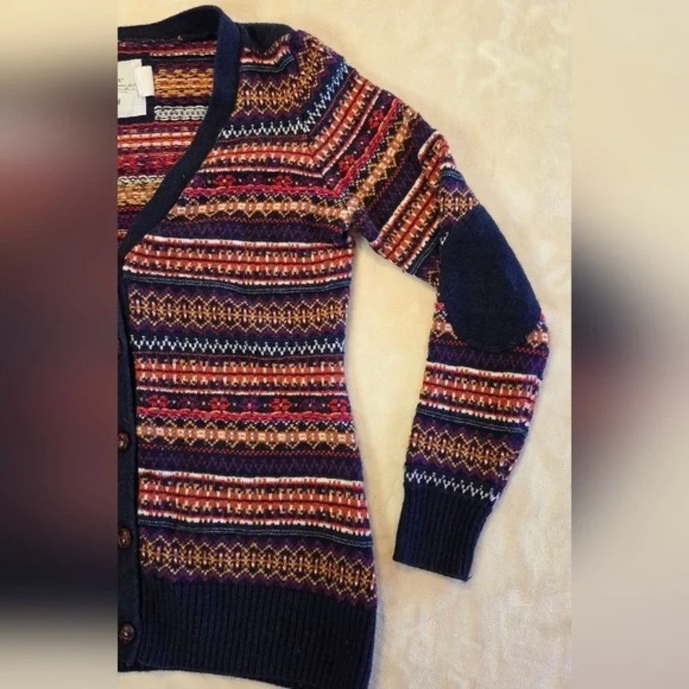 H&M LOGG Fair Isle Boho Knit Button Cardigan Medium